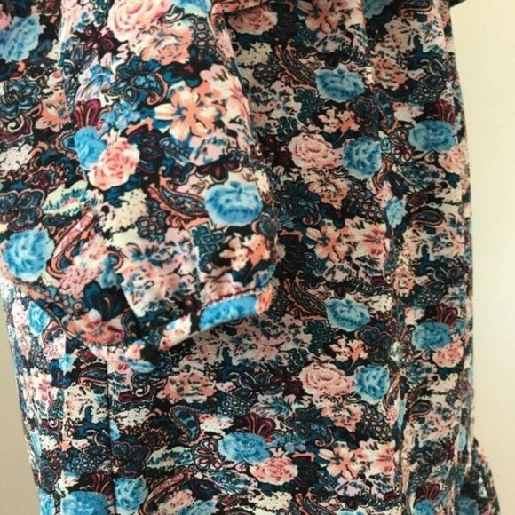 J Crew Dress size 2 Midi Ruffle Waist + hem Paisley floral long sleeve chiffon - Picture 2 of 6